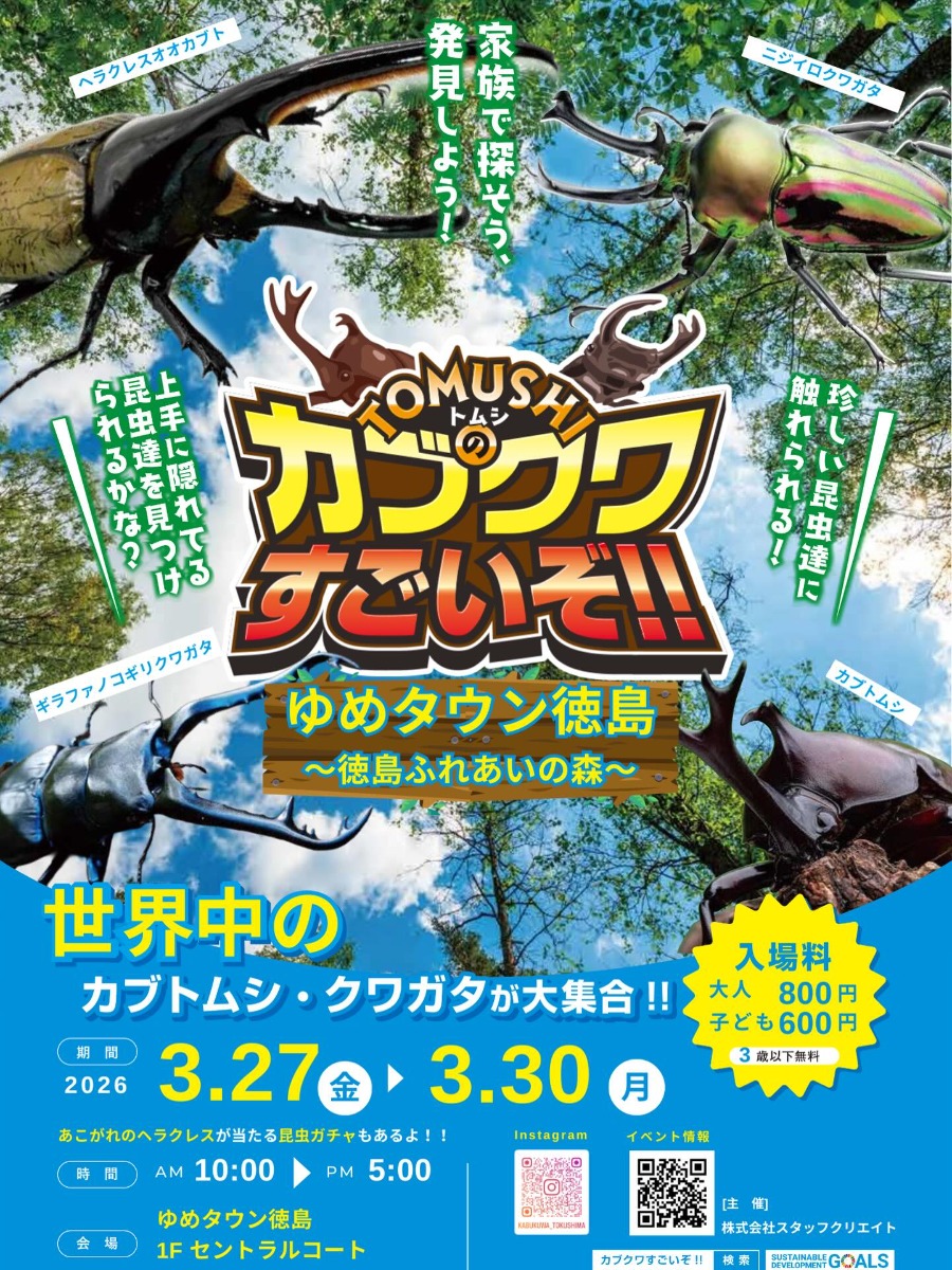 【徳島イベント情報2026】3/27～3/30｜カブクワすごいぞ‼︎ in徳島
