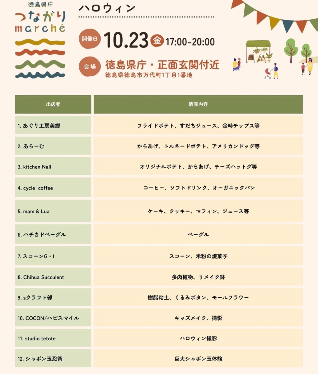 【徳島イベント情報2026】10/23｜つながりmarché