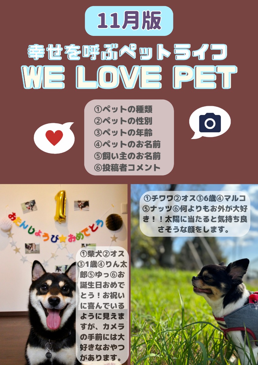 【ペットフォトコンテスト】幸せを呼ぶペットライフ　We LOVE Pet2023年11月版