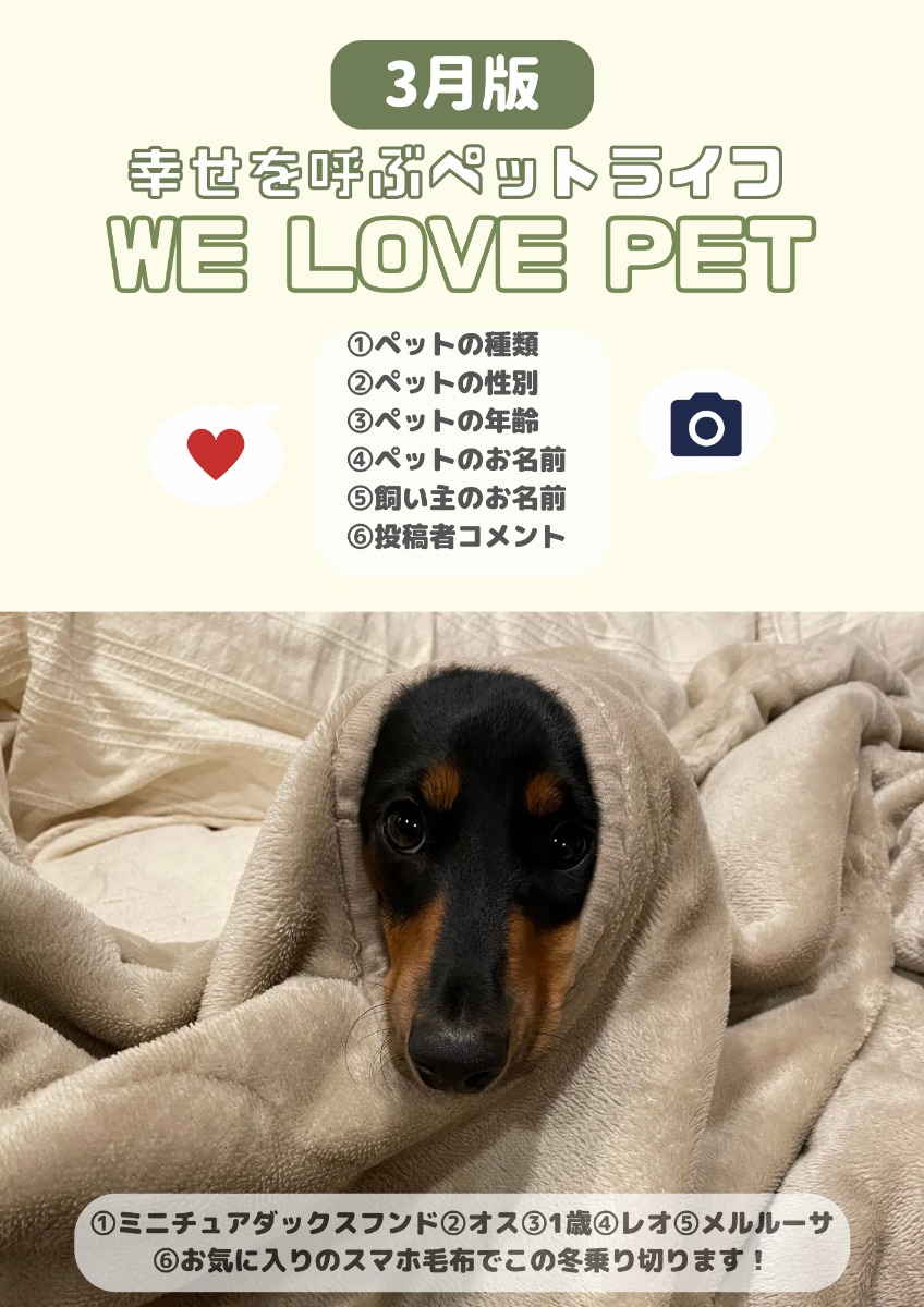 【ペットフォトコンテスト】幸せを呼ぶペットライフ　We LOVE Pet2024年3月版