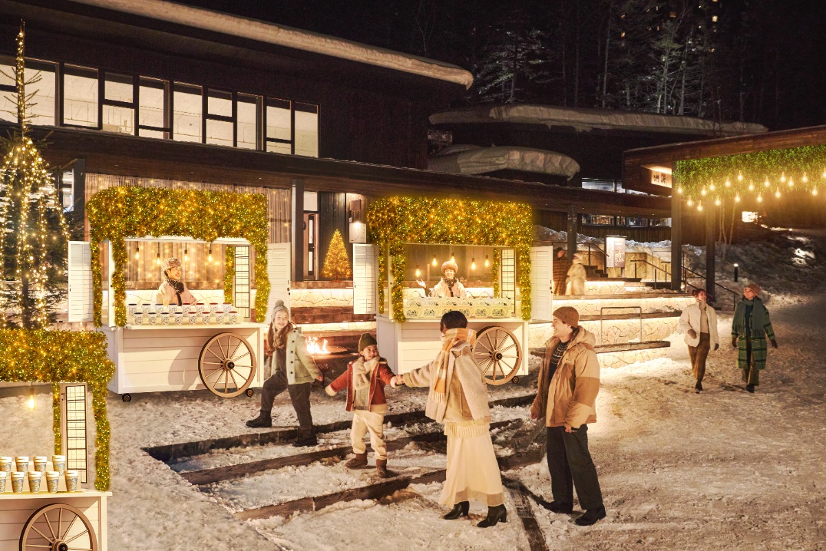 牧草と牛乳瓶が輝く、トマムの牧場クリスマス