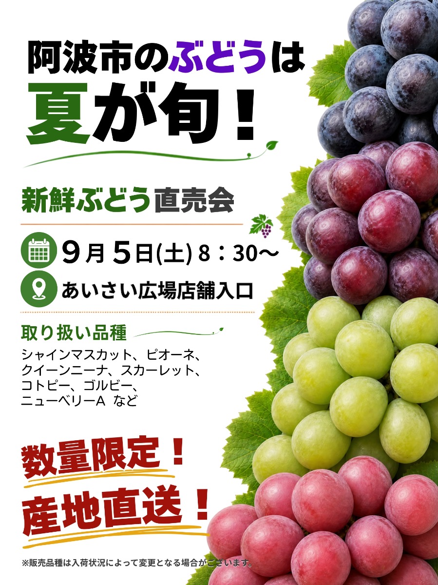 【徳島イベント情報2026】9/5｜阿波市ぶどう直売会