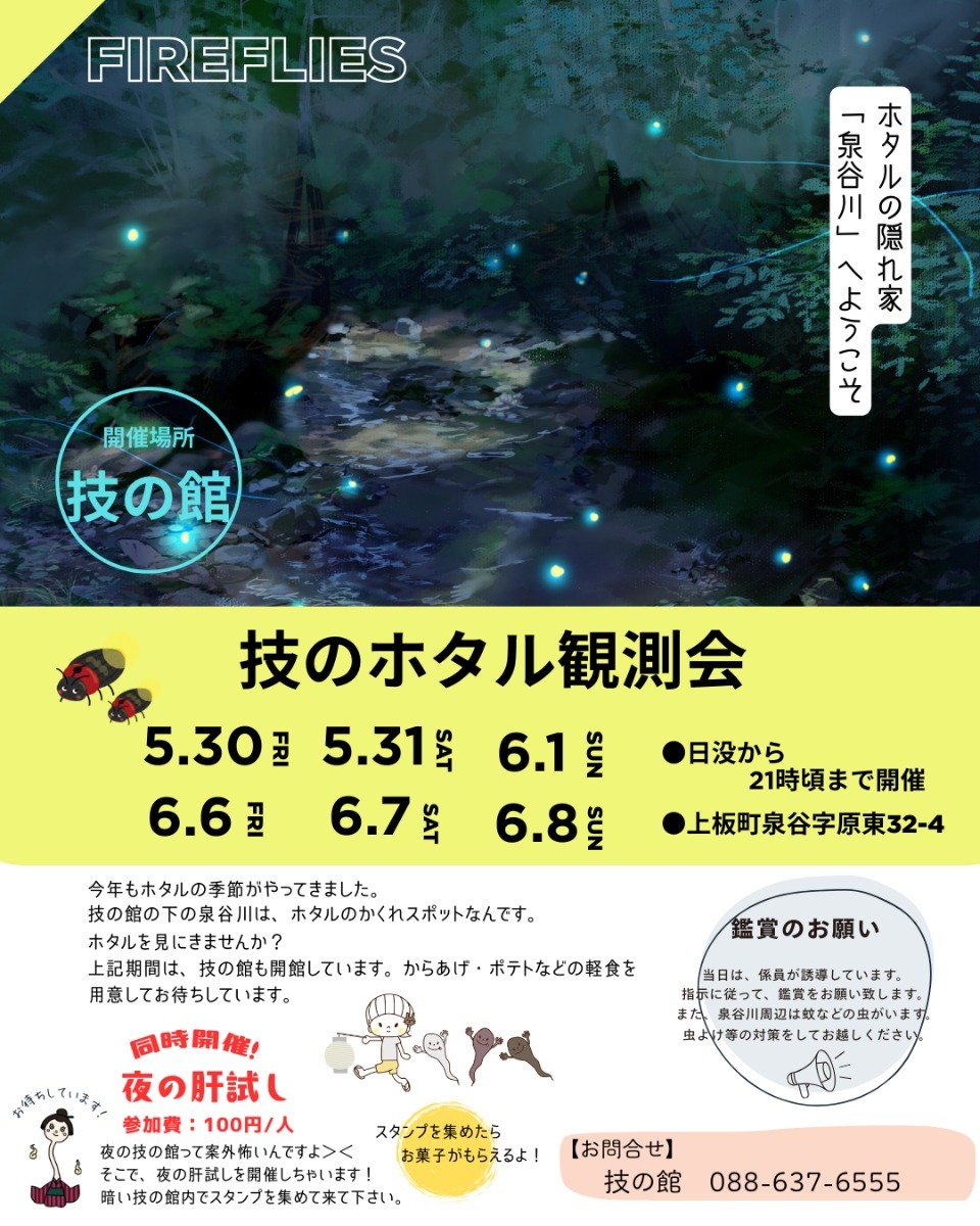 【2025年最新】徳島のホタル観賞イベント4選／おでかけ／子連れ／祭り／初夏のレジャー