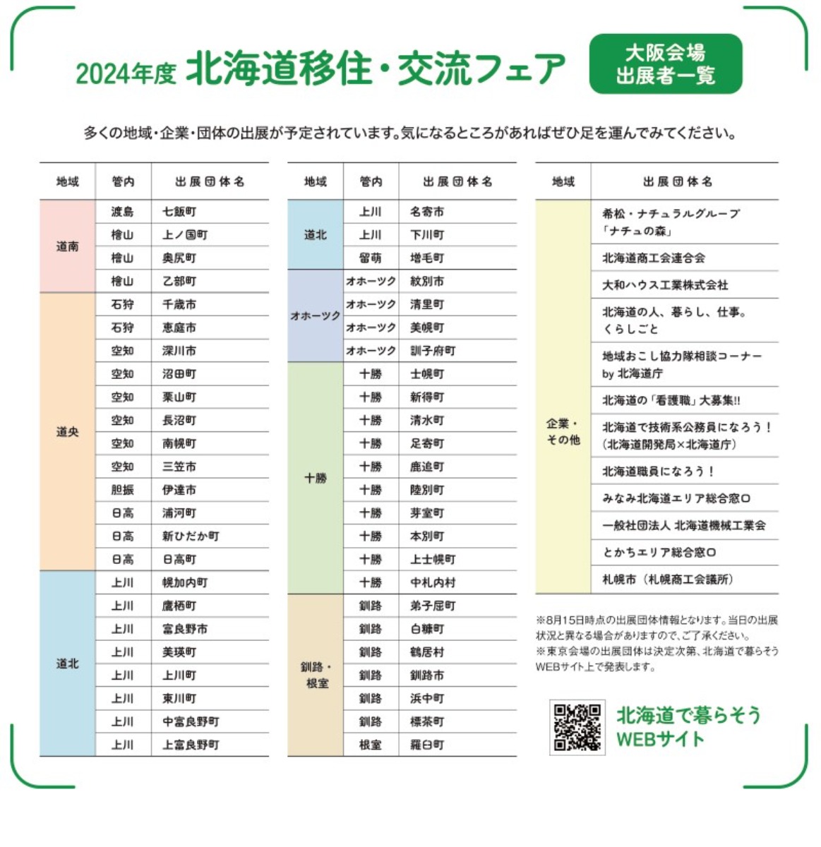 「北海道移住」フェア開催！大阪 9月27・28日、東京 10月18・19日