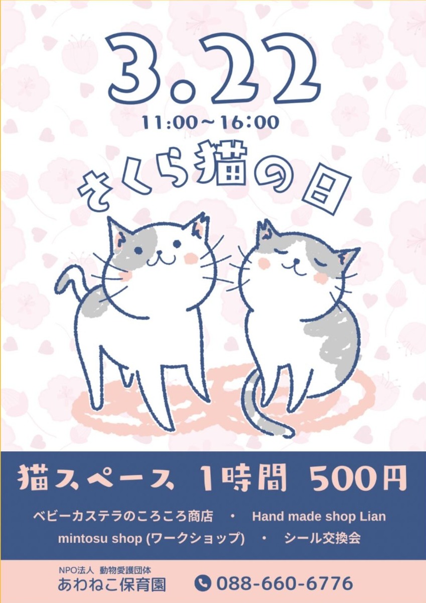 【徳島イベント情報2026】3/22｜さくら 猫の日