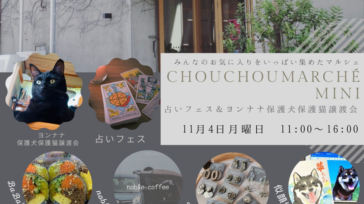 【徳島イベント情報2024】11/4｜chouchouマルシェmini＆ヨンナナ保護犬保護猫譲渡会＆占いフェス